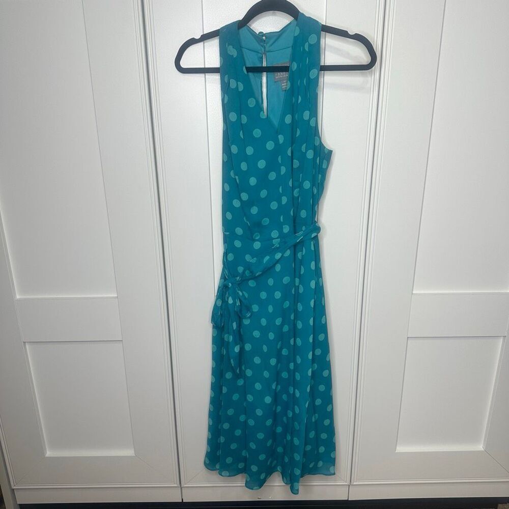 Vintage Rabbit Rabbit Rabbit Teal Midi Dress Polka Dots Size 14 (F1)